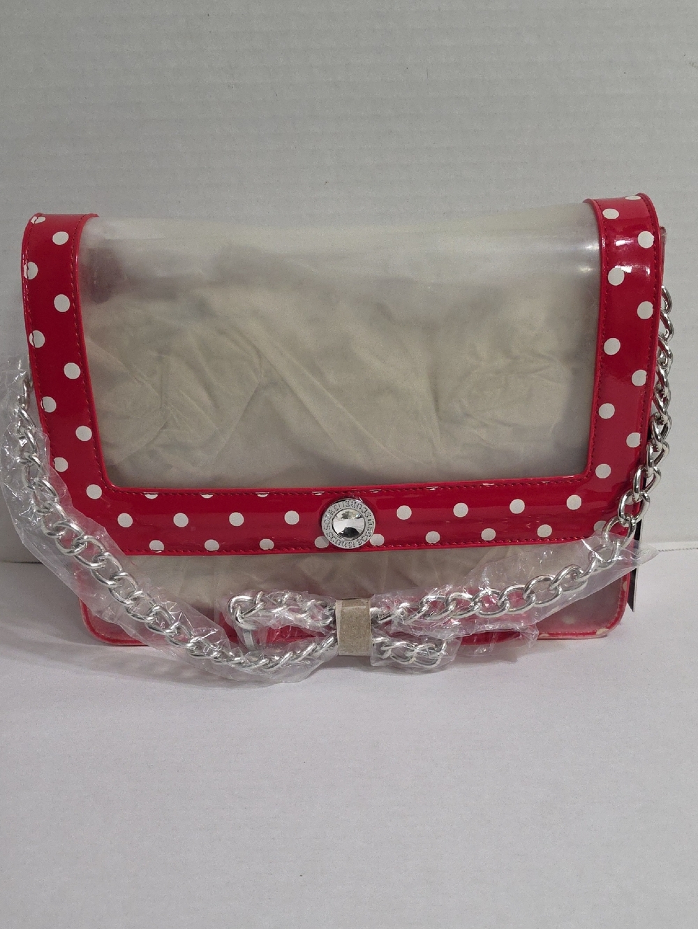 Score Game Day Clear Polka Dot Crossbody Bag with Red Trim *NWT*